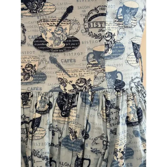 Vintage Blue and White French Bistro Dress - Picture 8 of 10